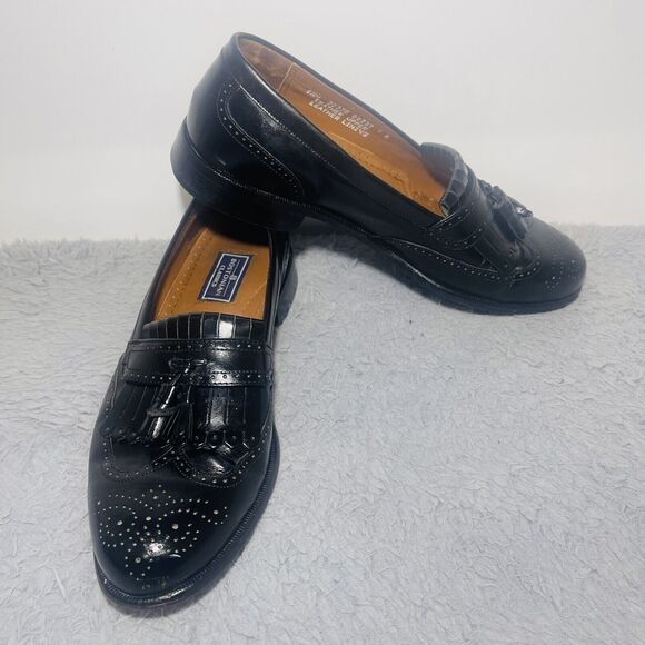 Bostonian Classics 20370 First Flex Black Leather Tassel Wing Tip Loafer 9.5M - Picture 1 of 12